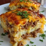 Homemade Ground Beef and Potato Casserole – Hearty, Cheesy & Comfort-Food Perfection!