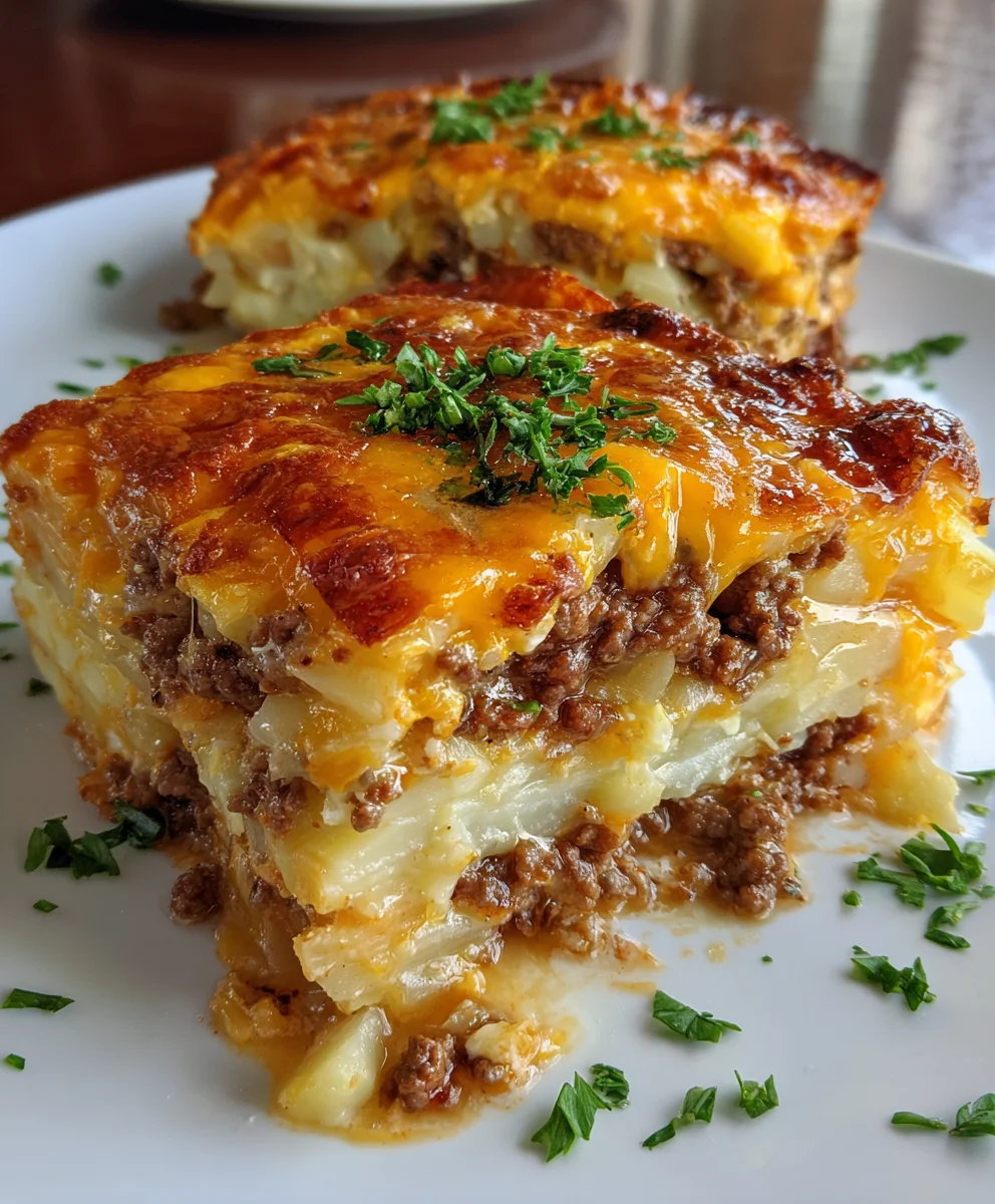 Homemade Ground Beef and Potato Casserole – Hearty, Cheesy & Comfort-Food Perfection!