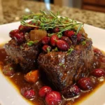 Slow-Braised Beef Roast with Cranberry Balsamic Glaze – Tender, Elegant & Bursting with Bold Flavor!