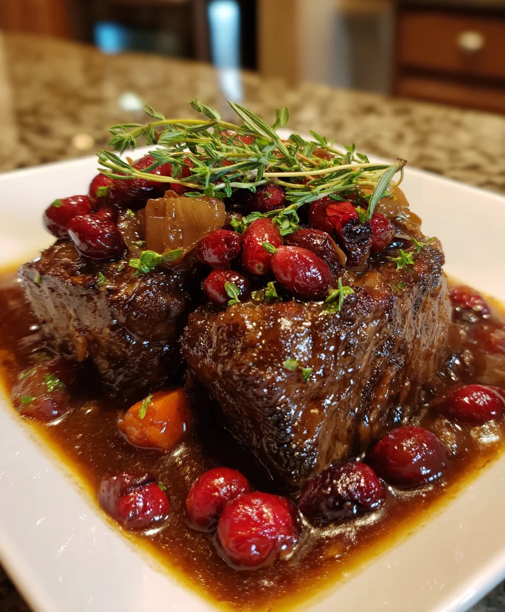 Slow-Braised Beef Roast with Cranberry Balsamic Glaze – Tender, Elegant & Bursting with Bold Flavor!