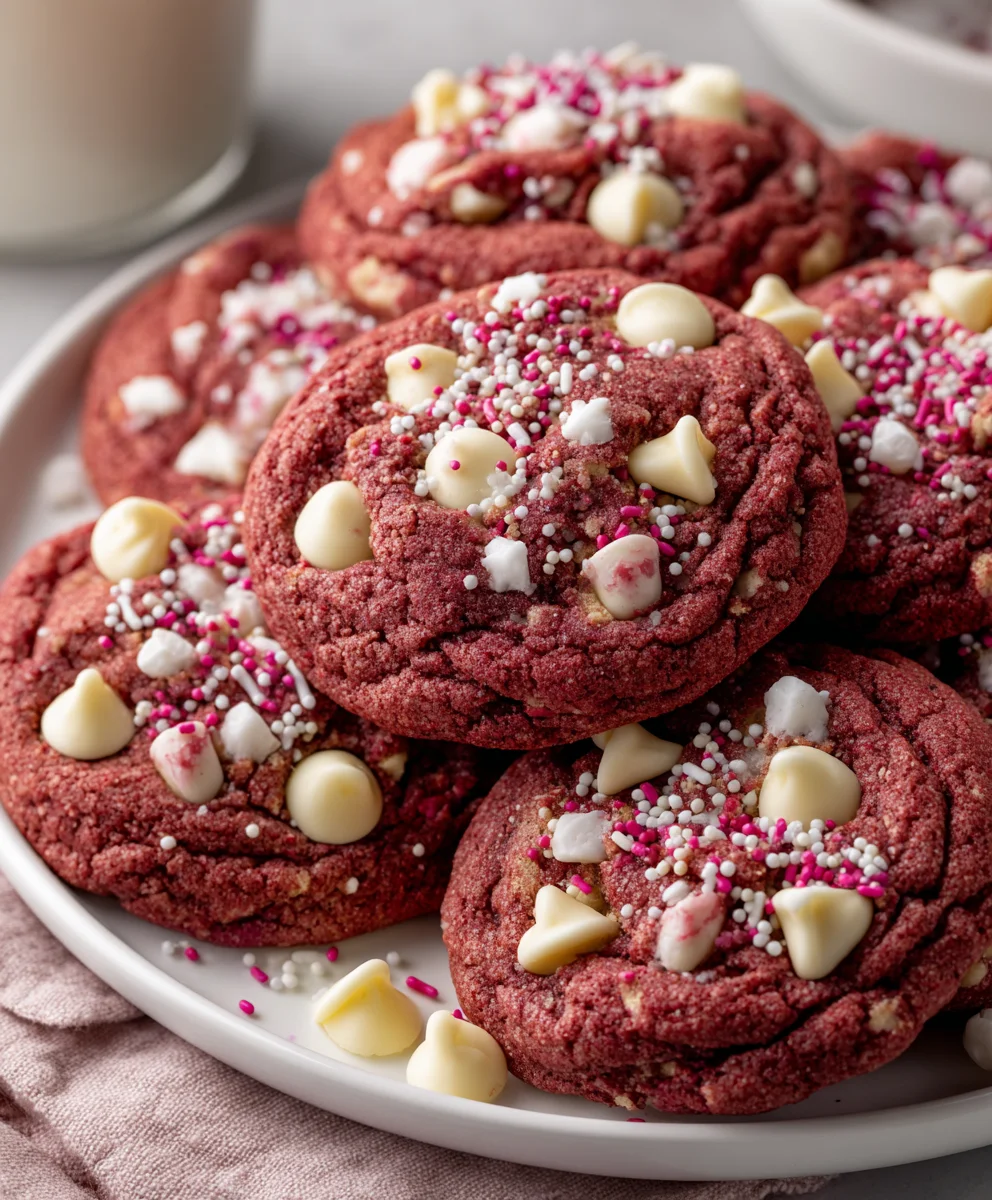 Red Velvet White Chocolate Chip Cookies – Soft, Velvety & Irresistibly Sweet!