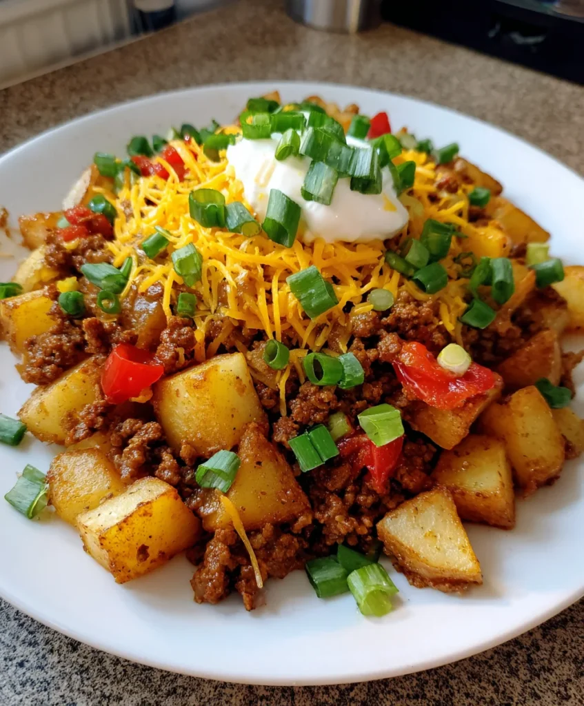 Chili Cheese Potato Skillet – Hearty, Cheesy & Comfort-Food Loaded!