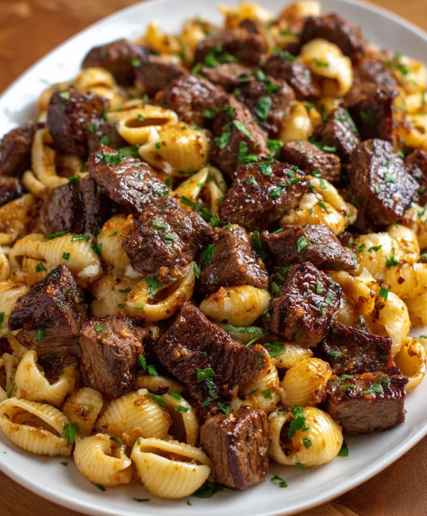 Cajun Steak Bites and Cheesy Garlic Shells Skillet – Spicy, Cheesy & One-Pan Comfort!