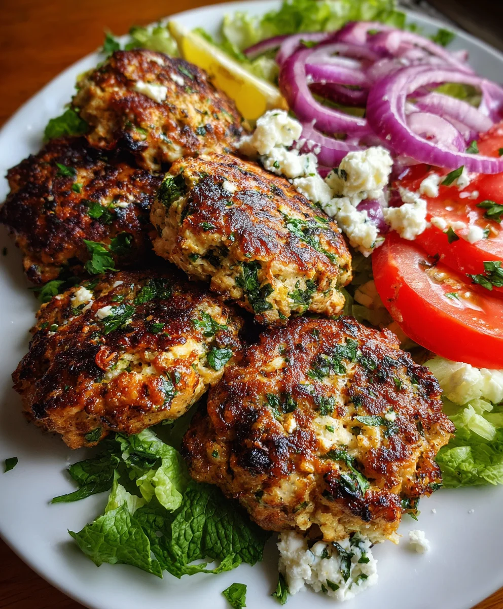 Mediterranean Greek Chicken Burgers with Herbs and Feta – Juicy, Fresh & Bursting with Flavor!