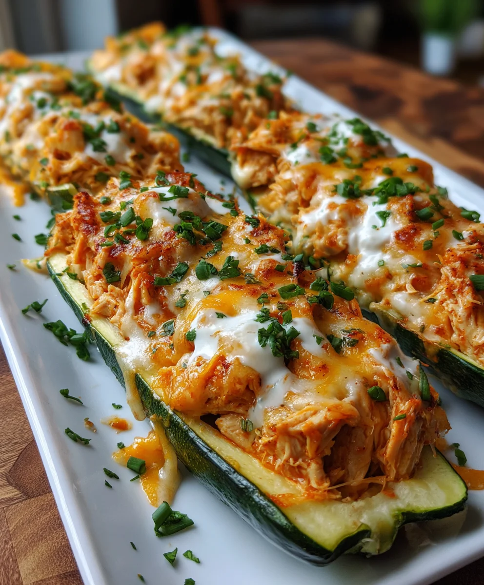 Buffalo Chicken Zucchini Boats – Spicy, Cheesy & Low-Carb Delicious!