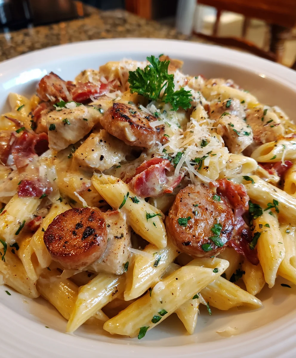 Creamy Pepper Jack Chicken & Sausage Pasta – Bold, Cheesy & Packed with Flavor!