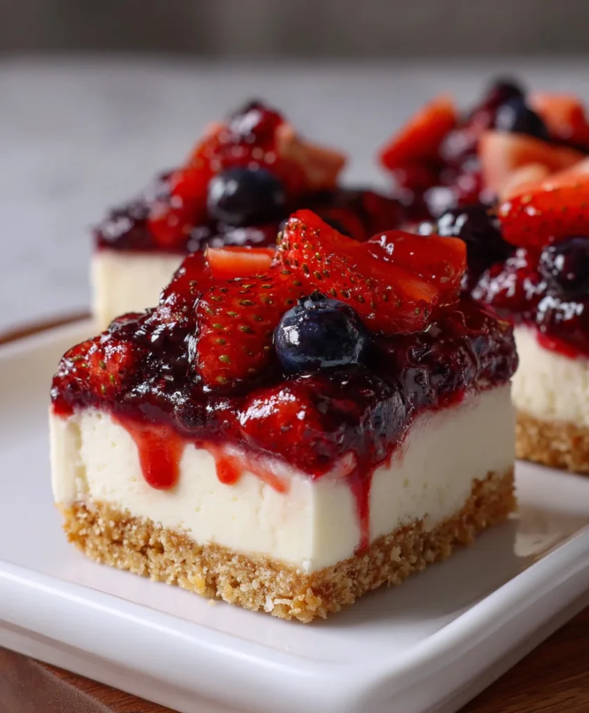 No Bake Berry Cheesecake Bars – Creamy, Fruity & Effortlessly Delicious!