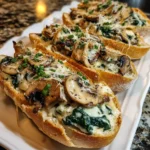Cheesy Spinach Artichoke & Mushroom Stuffed Baguette – Gooey, Savory & Irresistibly Cheesy!
