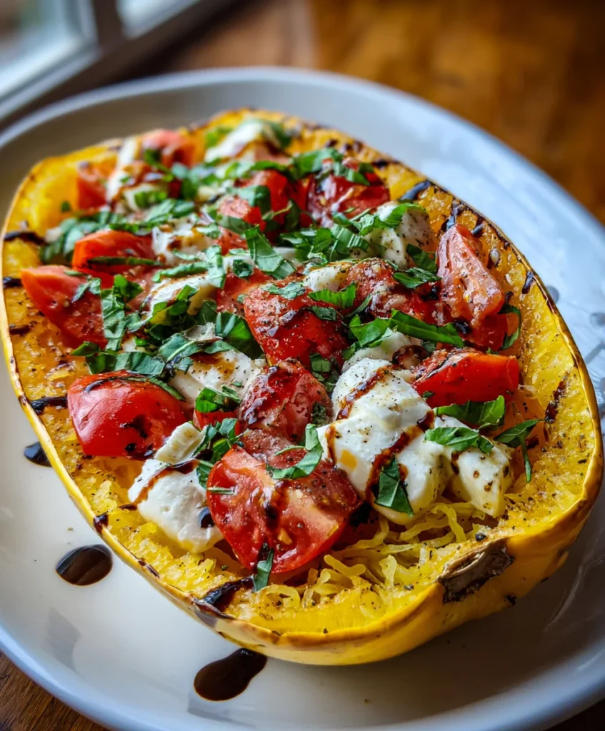 Spaghetti Squash Caprese – Fresh, Light & Mediterranean-Inspired!