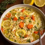 Greek-Inspired Lemon Chicken Orzo Soup – Bright, Comforting & Full of Mediterranean Flavor!