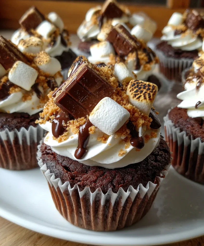 S’mores Chocolate Marshmallow Cupcakes – Gooey, Chocolatey & Campfire-Perfect!