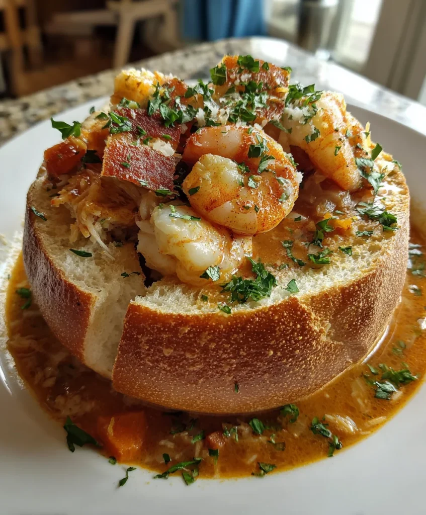 Stuffed Seafood Soup Bread Bowl – Creamy, Hearty & Pure Coastal Comfort!