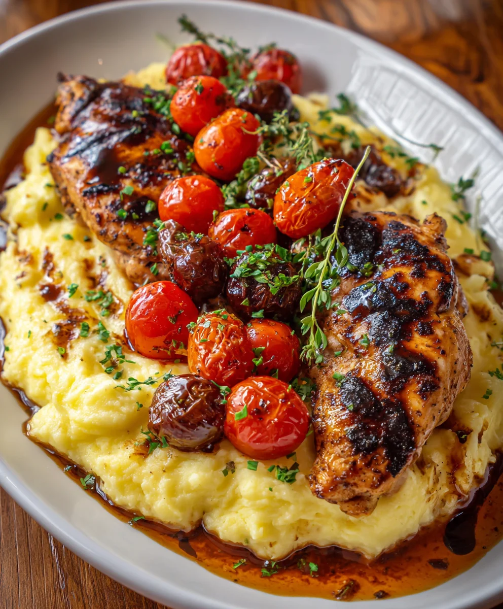 Balsamic Grilled Chicken with Herbed Mashed Potatoes – Savory, Juicy & Comfortably Elegant!