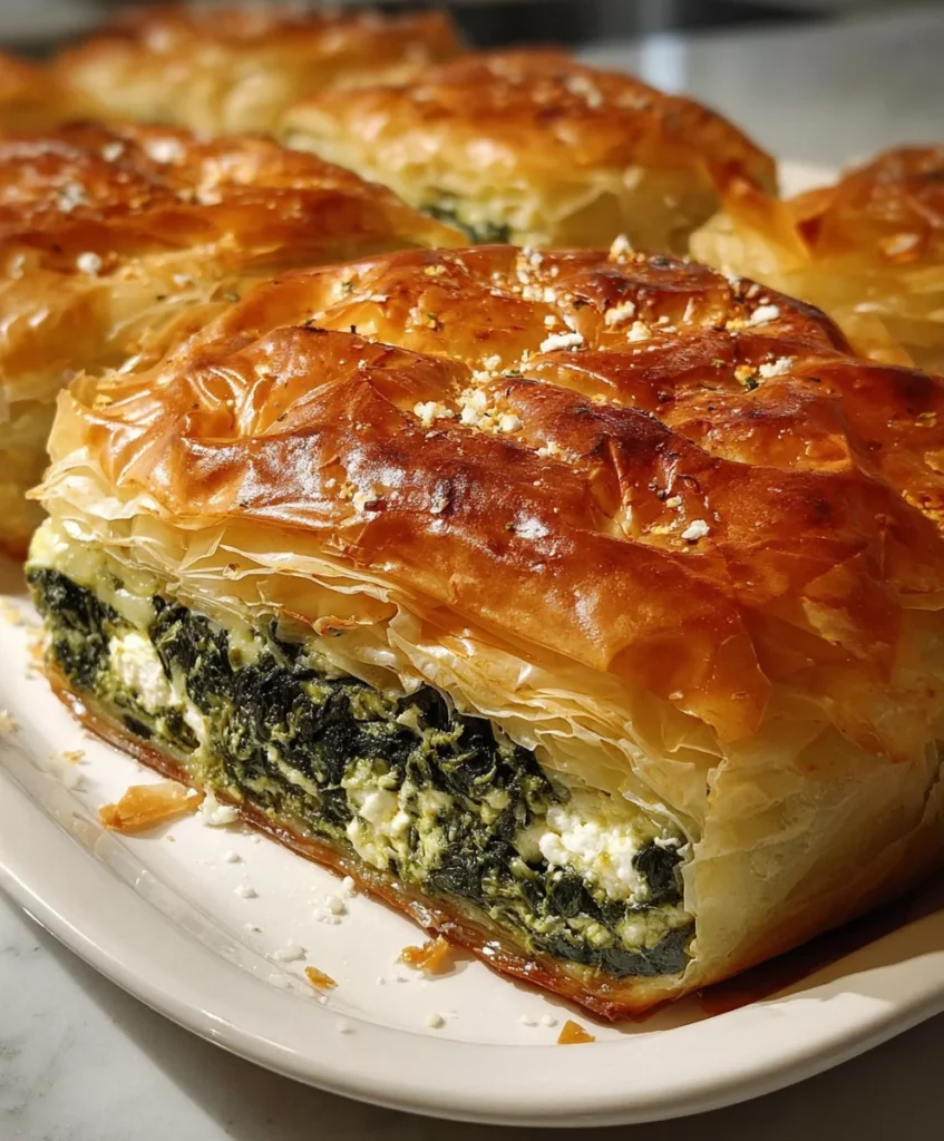 Spinach and Feta Pie – Flaky, Savory & Bursting with Mediterranean Flavor