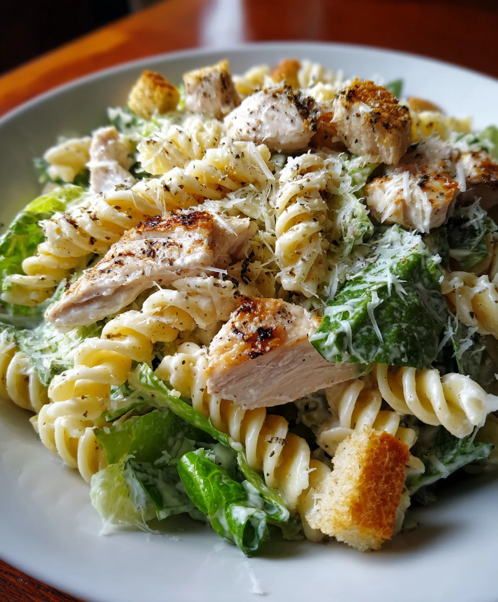 Chicken Caesar Pasta Salad – Creamy, Savory & Perfect for Any Gathering