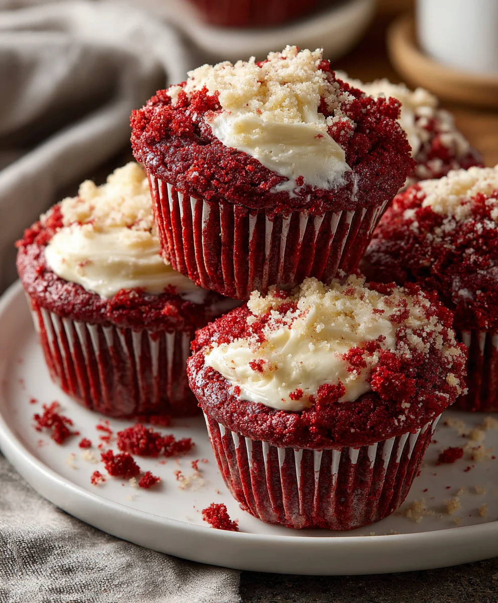 Red Velvet Cream Cheese Muffins – Soft, Velvety & Filled with Creamy Bliss!