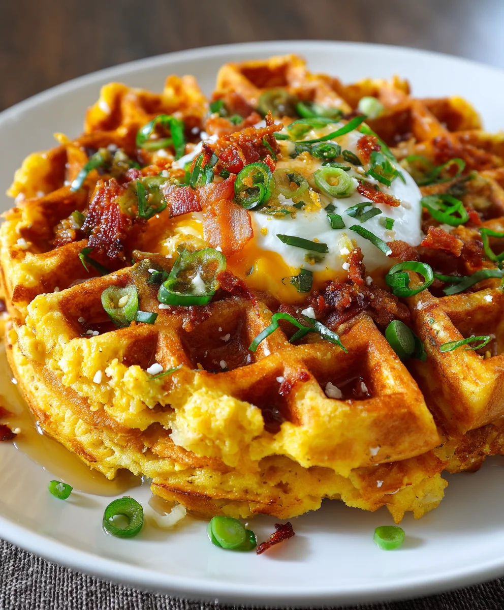 Cheddar Jalapeño Cornbread Waffles – Crispy, Cheesy & Boldly Spiced!