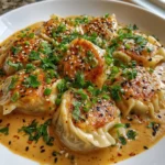 Oven-Baked Dumplings with Peanut Sauce – Crispy, Nutty & Seriously Addictive
