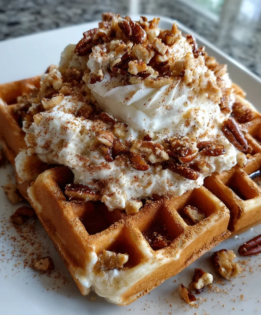 Maple Pecan Cream Cheese Waffles – Sweet, Nutty & Lusciously Creamy!