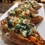 Creamy Mushroom Spinach Stuffed Sweet Potatoes – Cozy, Creamy & Packed with Flavor!