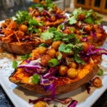 Vegan BBQ Chickpea Sweet Potatoes – Smoky, Sweet & Totally Satisfying!