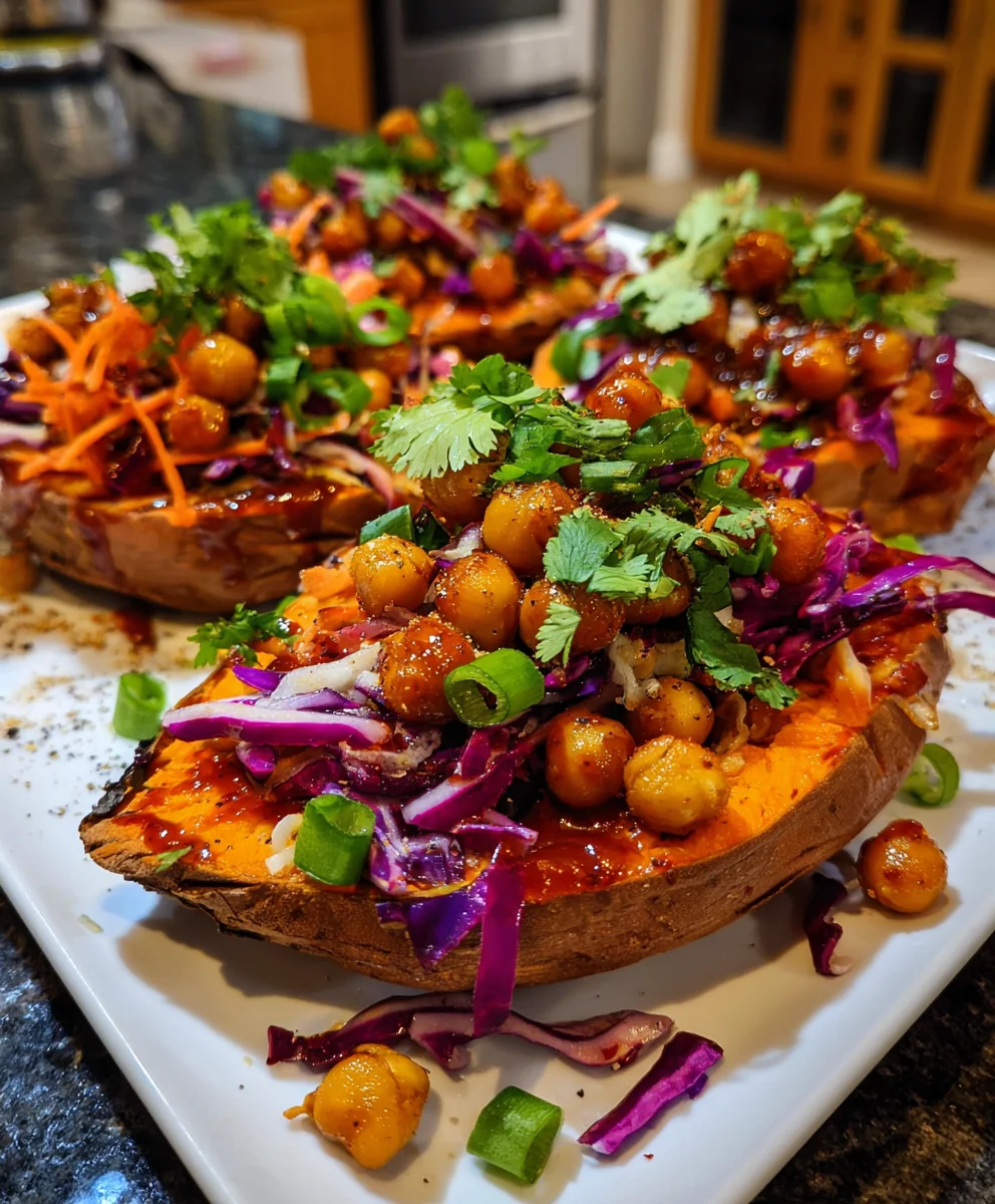 Vegan BBQ Chickpea Sweet Potatoes – Smoky, Sweet & Totally Satisfying!