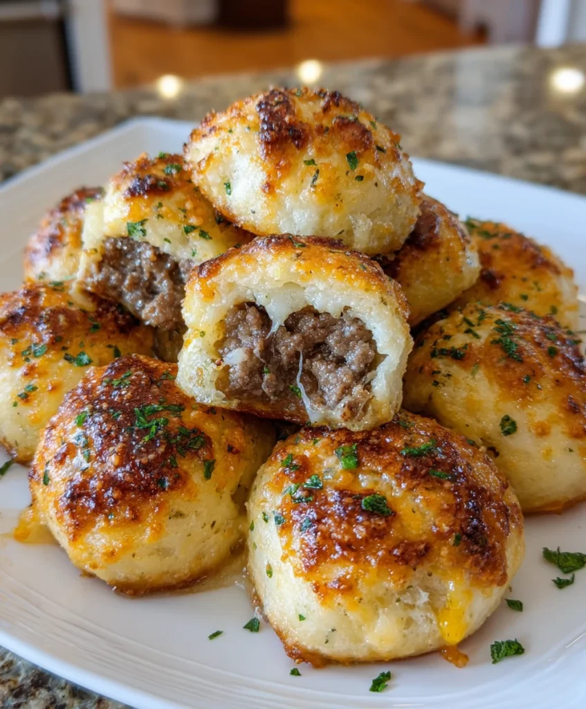 Garlic Parmesan Cheeseburger Bombs – Cheesy, Buttery & Explosion of Flavor!