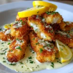 Garlic Herb Cod Strips with Creamy Lemon Sauce – Light, Zesty & Irresistibly Savory!
