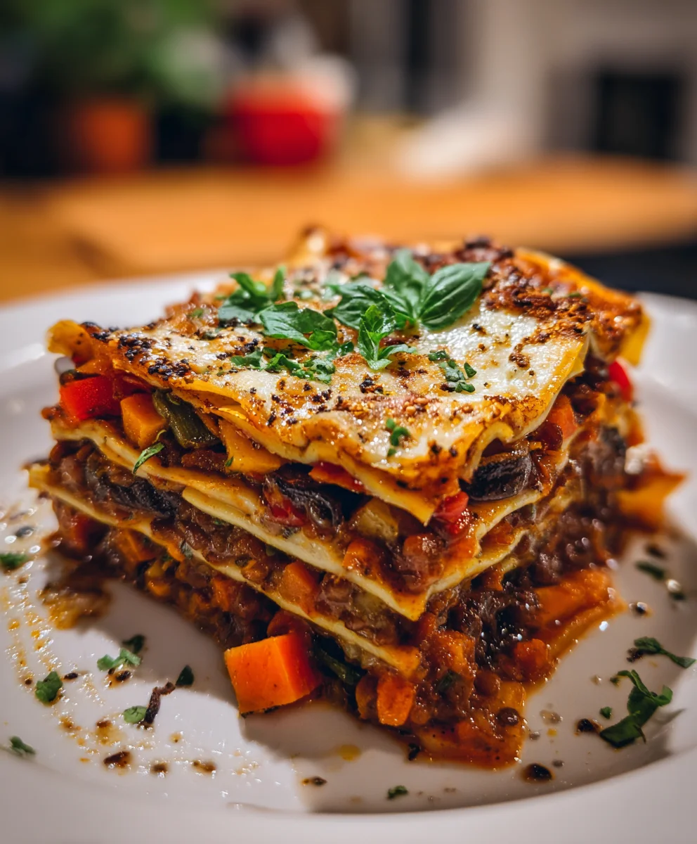Smoky Veggie Lentil Lasagna – Hearty, Cheesy & Packed with Bold Flavo