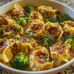 Oven-Baked Dumplings with Peanut Sauce – Crispy, Savory & Irresistibly Nutty!