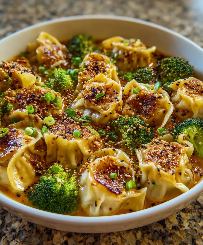 Oven-Baked Dumplings with Peanut Sauce – Crispy, Savory & Irresistibly Nutty!