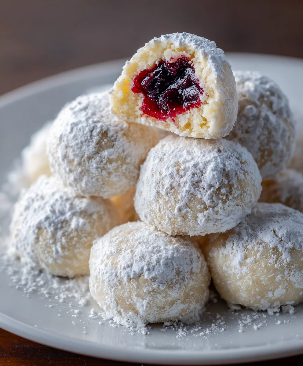 Blueberry-Filled Almond Snowball Cookies – Buttery, Fruity & Melt-in-Your-Mouth Delight!