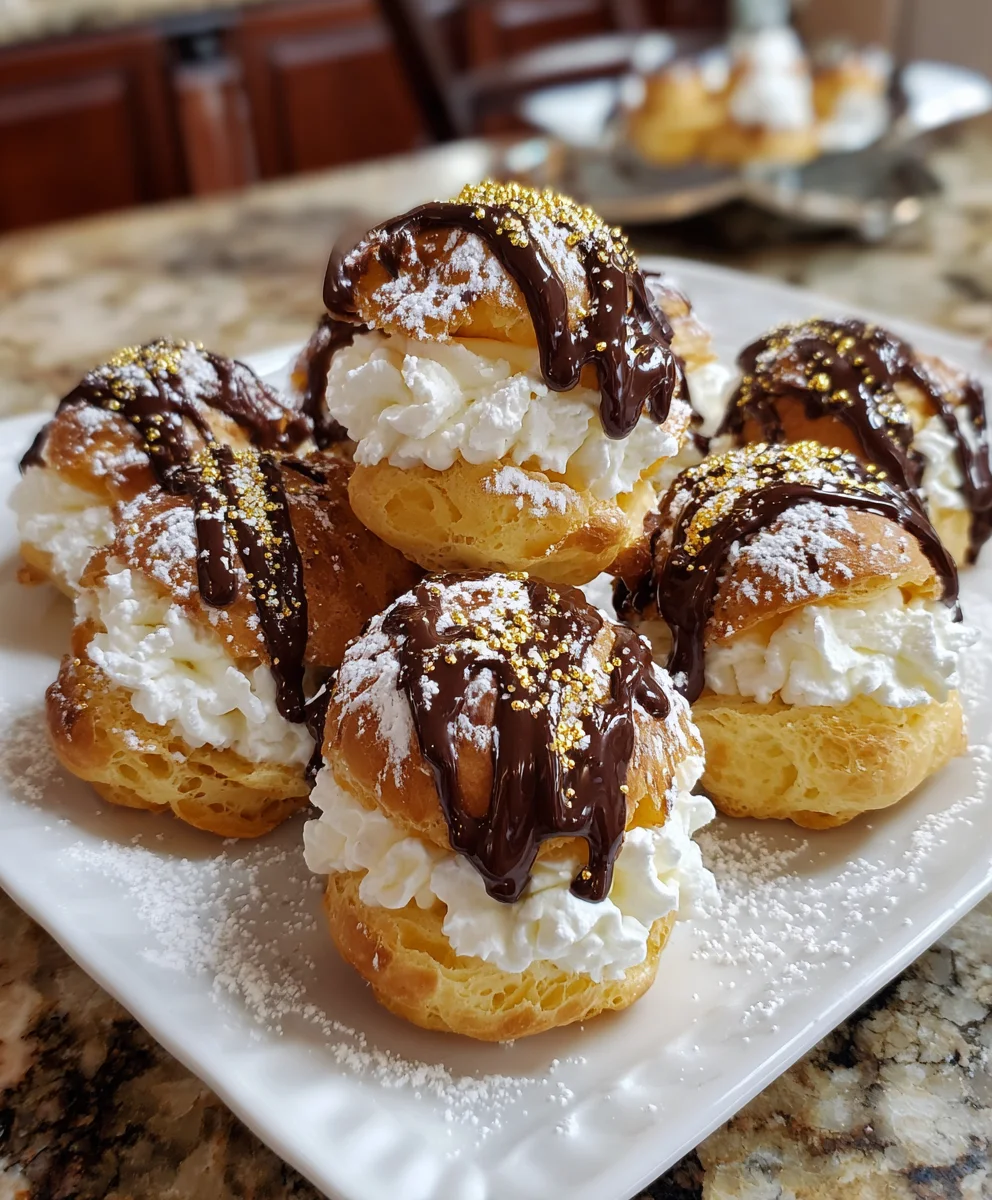 Gold Dusted Chocolate Profiteroles – Elegant, Decadent & Show-Stopping!