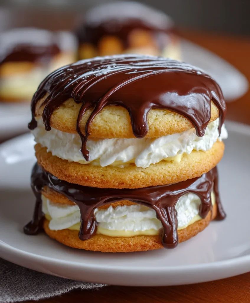 Boston Cream Pie Cookies – Soft, Creamy & Chocolate-Topped Delight!
