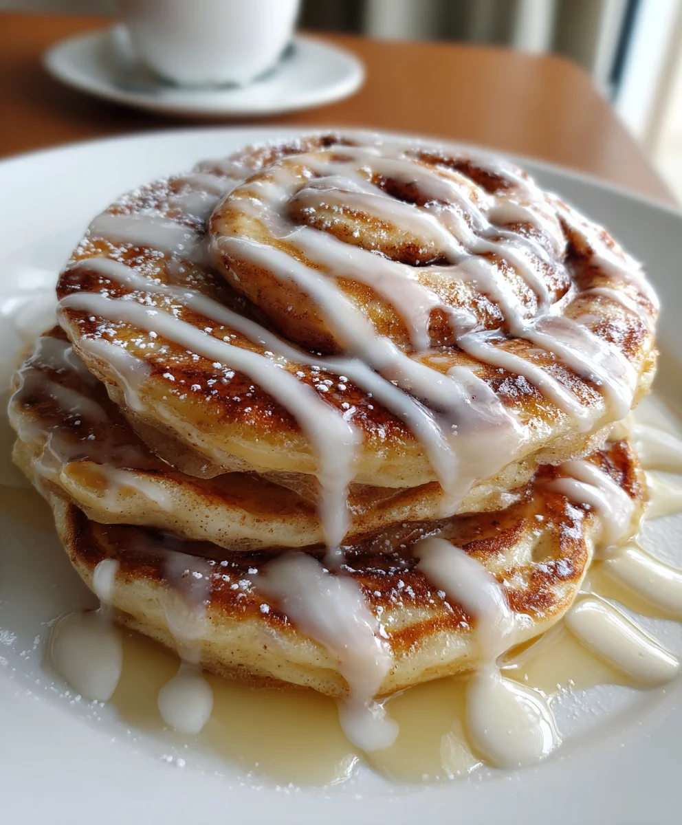 Cinnamon Roll Pancakes – Fluffy, Sweet & Drizzled with Creamy Icing!