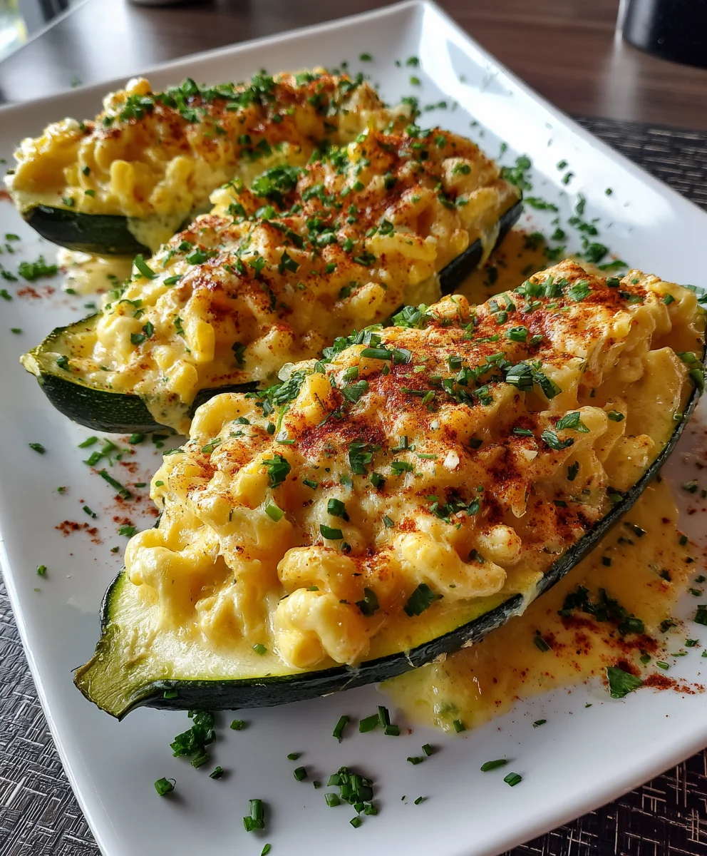 Mac & Cheese Stuffed Zucchini – Cheesy, Creamy & Comfort Food with a Twist!