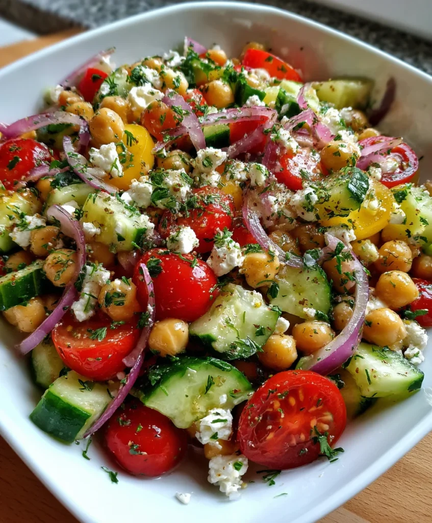 Mediterranean Chickpea Salad Cucumber Feta – Fresh, Zesty & Packed with Flavor!