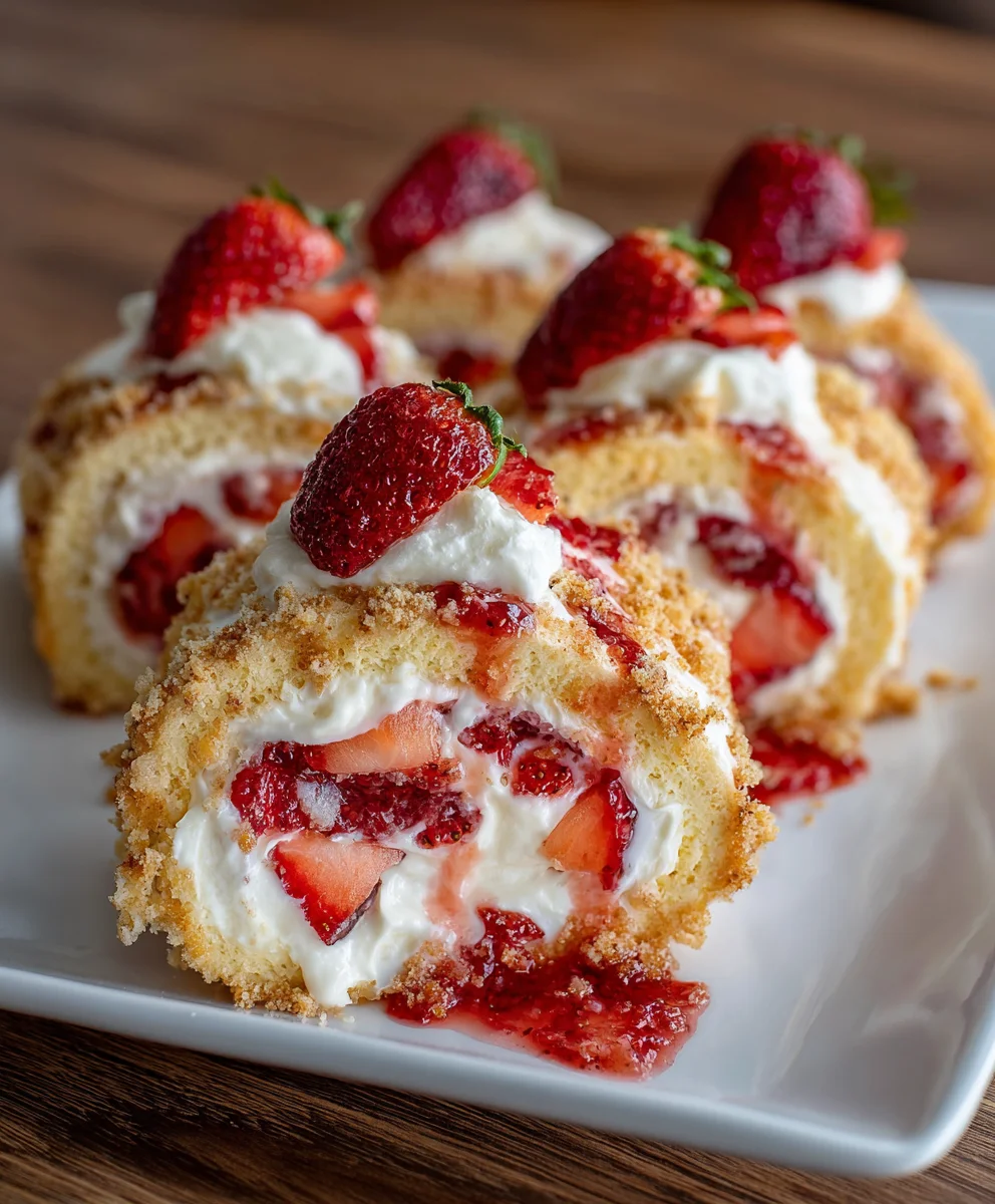 Strawberry Shortcake Cheesecake Rolls – Sweet, Creamy & Bursting with Berry Flavor!