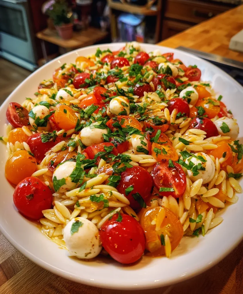 Caprese Orzo Pasta Salad – Fresh, Light & Bursting with Italian Flavor!