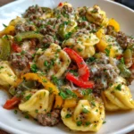 Crock Pot Cheesesteak Tortellini – Cheesy, Hearty & Packed with Savory Flavor!