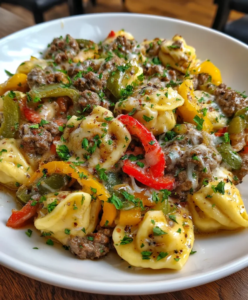Crock Pot Cheesesteak Tortellini – Cheesy, Hearty & Packed with Savory Flavor!