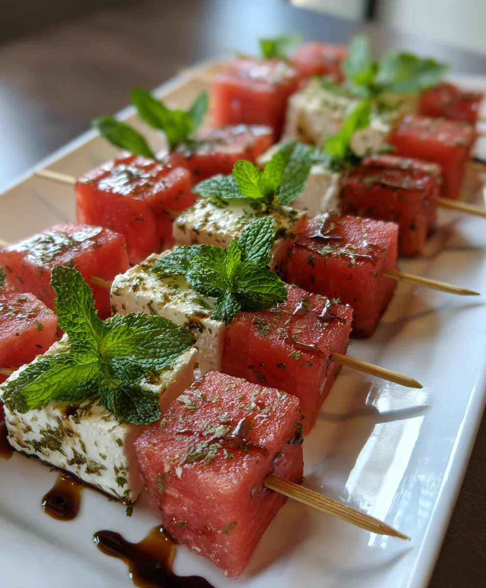 Watermelon Feta Mint Skewers – Fresh, Juicy & Perfectly Refreshing