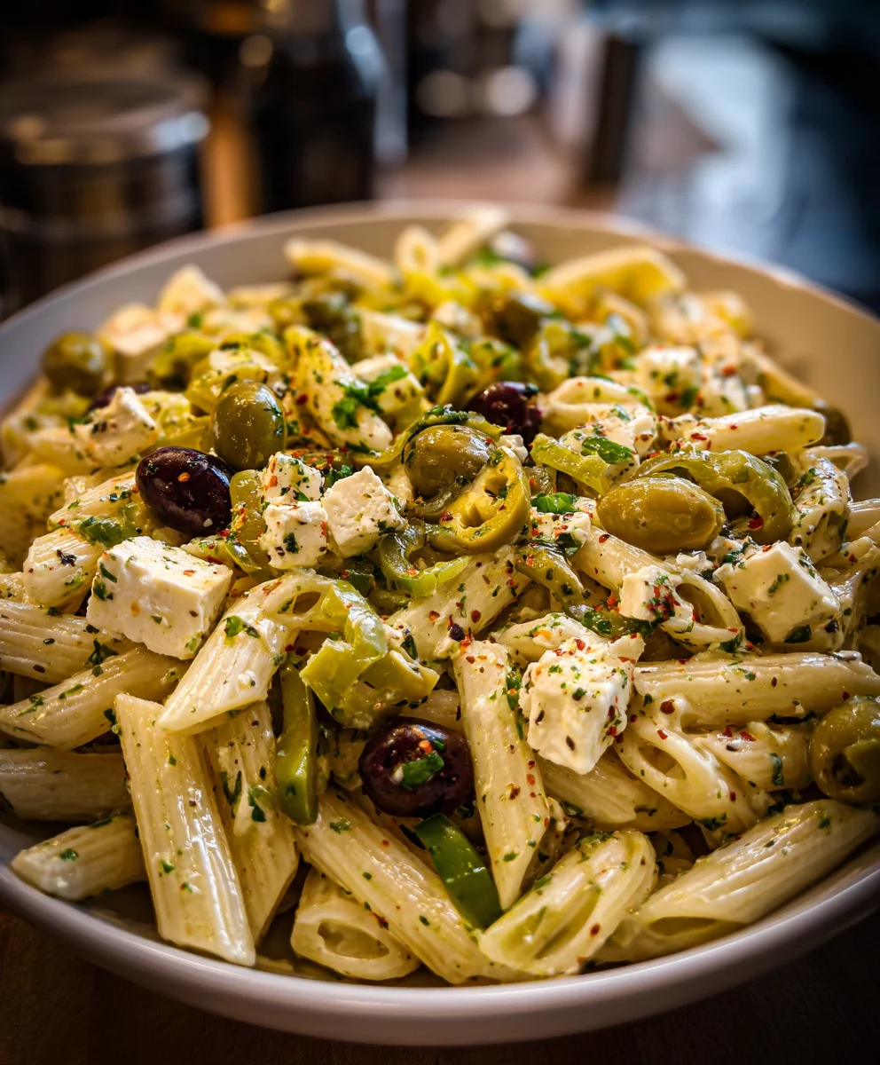 Dirty Martini Pasta Salad – Briny, Zesty & Packed with Bold Olive Flavor!