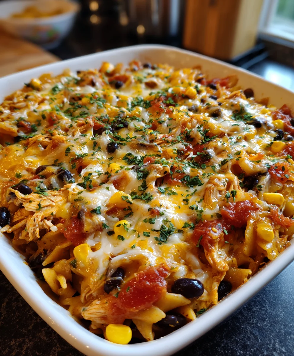 Fiesta Chicken Casserole Bake – Cheesy, Zesty & Packed with Bold Southwest Flavor