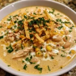 Creamy White Chicken Enchilada Soup – Rich, Cozy & Loaded with Bold Flavor!