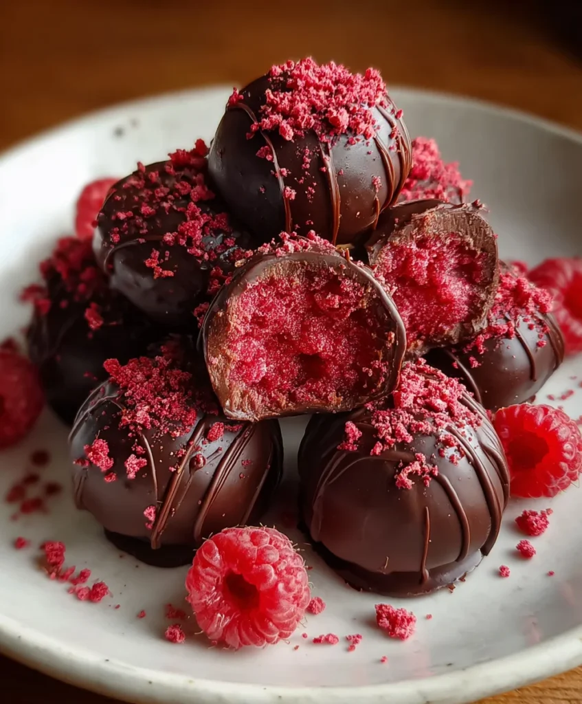 No-Bake Raspberry Chocolate Truffles – Rich, Decadent & Bursting with Berry-Chocolate Flavor!