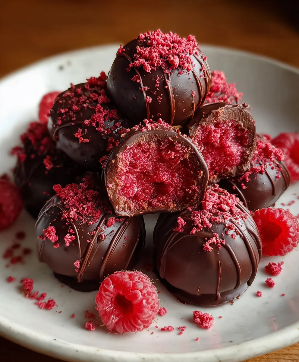 No-Bake Raspberry Chocolate Truffles – Rich, Decadent & Bursting with Berry-Chocolate Flavor!