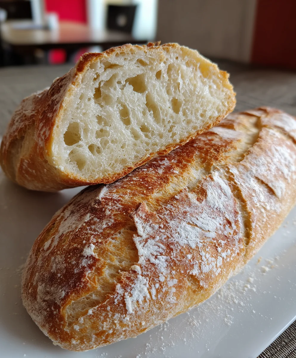 No-Knead Bread Baguette – Crusty, Airy & Effortlessly Delicious!