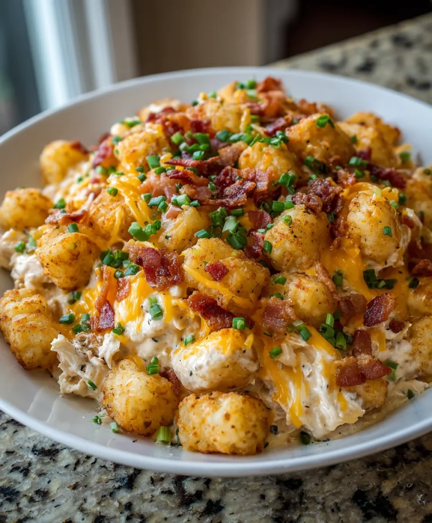 Cheesy Chicken Tater Tot Casserole – Crispy, Creamy & Loaded with Comfort Food Goodness!