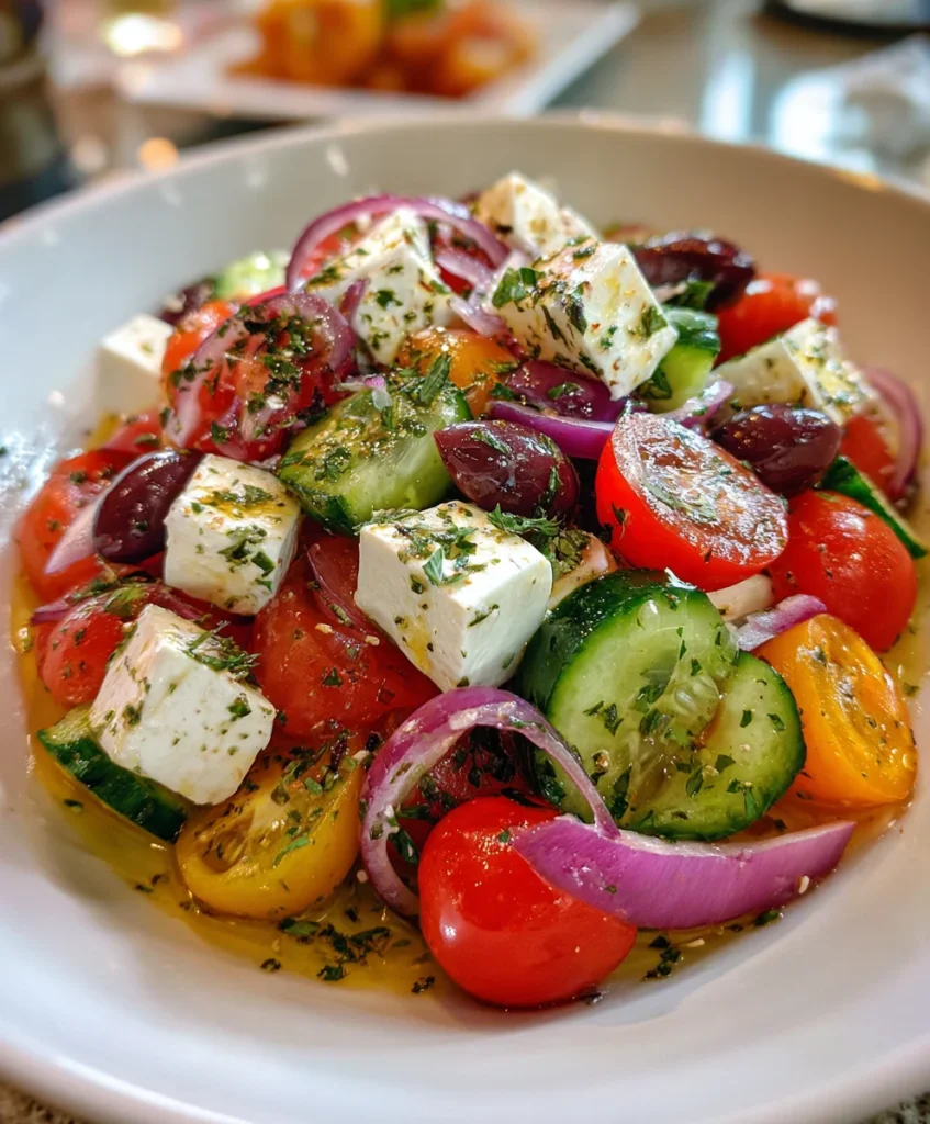 Authentic Mediterranean Greek Salad – Fresh, Crisp & Bursting with Flavor!